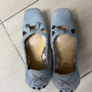 Tod's Light Blue Suede Loafers